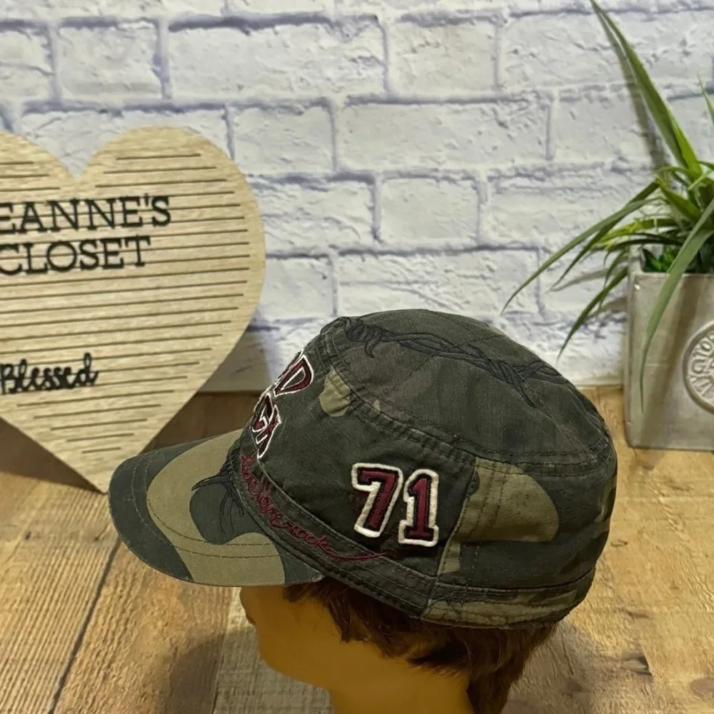 Hard Rock Cafe Hat  Military Army Cap Camouflage Camo Embroidered OSFM